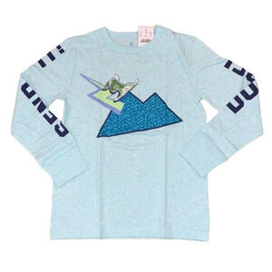 NWT J. Crew Boys' Blue/Teal Long Sleeve Snowboard Dude Tee - SIZE 4-5
